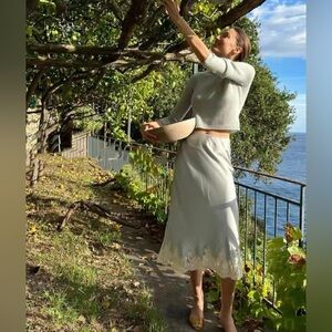 Doen Elowen Skirt Dusty Blue Silk Lace S